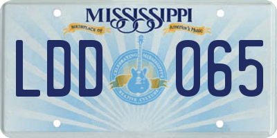MS license plate LDD065