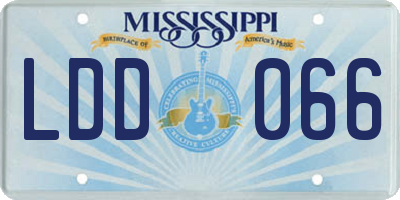 MS license plate LDD066