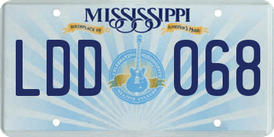 MS license plate LDD068