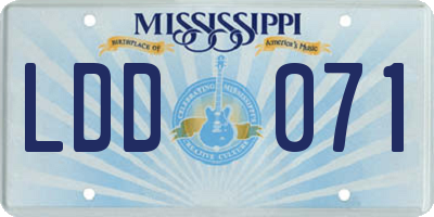 MS license plate LDD071