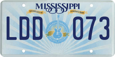 MS license plate LDD073