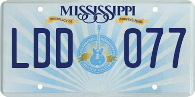 MS license plate LDD077
