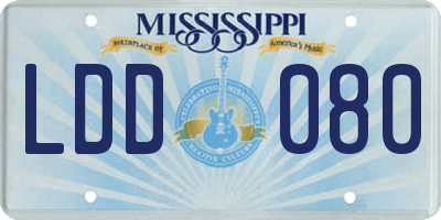 MS license plate LDD080