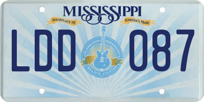 MS license plate LDD087