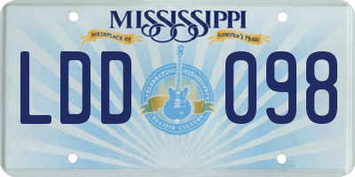 MS license plate LDD098