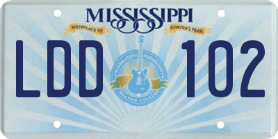 MS license plate LDD102