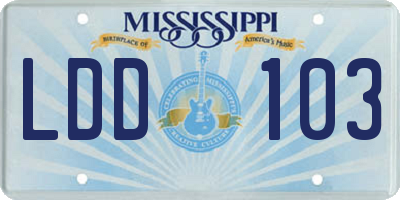 MS license plate LDD103