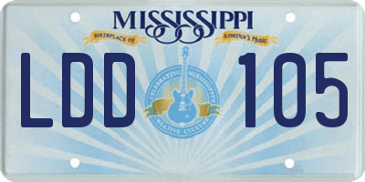 MS license plate LDD105