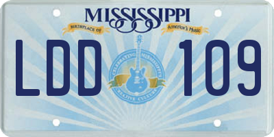 MS license plate LDD109