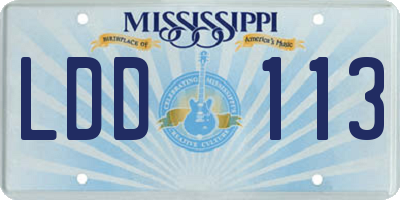 MS license plate LDD113