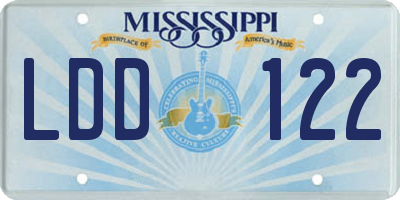 MS license plate LDD122