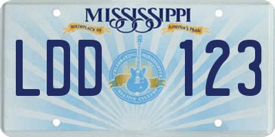 MS license plate LDD123