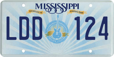 MS license plate LDD124