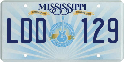 MS license plate LDD129