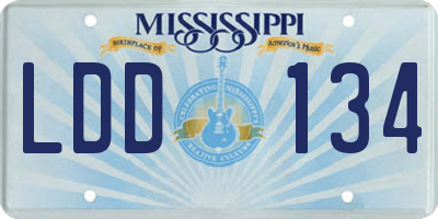 MS license plate LDD134