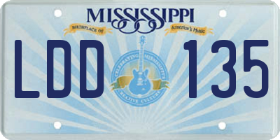 MS license plate LDD135