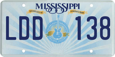 MS license plate LDD138