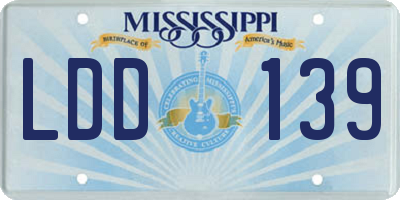 MS license plate LDD139