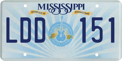 MS license plate LDD151