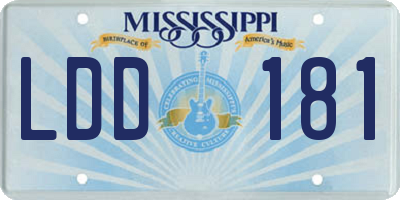 MS license plate LDD181