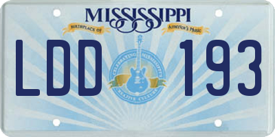 MS license plate LDD193
