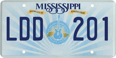 MS license plate LDD201