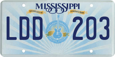 MS license plate LDD203