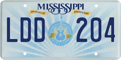 MS license plate LDD204