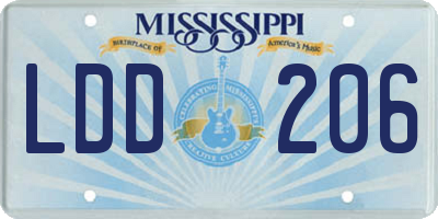 MS license plate LDD206