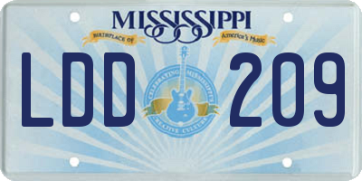 MS license plate LDD209