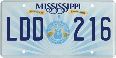 MS license plate LDD216