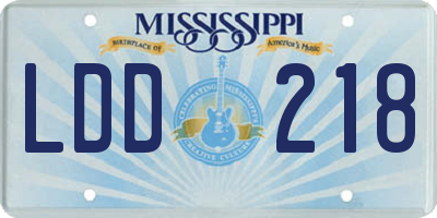 MS license plate LDD218