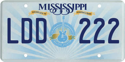 MS license plate LDD222