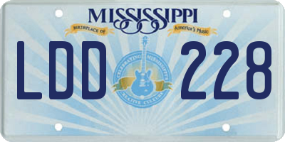 MS license plate LDD228