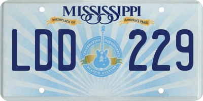 MS license plate LDD229