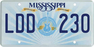 MS license plate LDD230