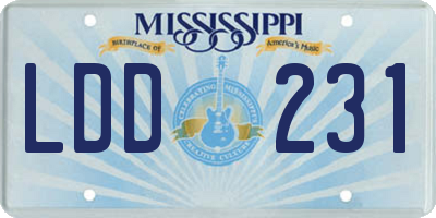 MS license plate LDD231