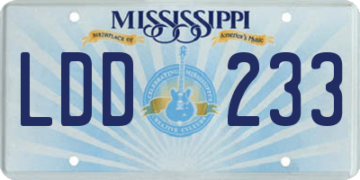 MS license plate LDD233