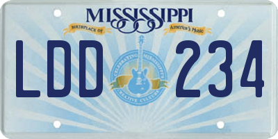 MS license plate LDD234