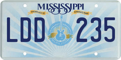 MS license plate LDD235