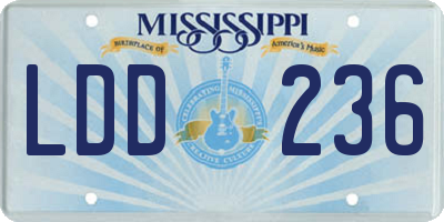 MS license plate LDD236