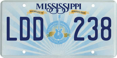 MS license plate LDD238