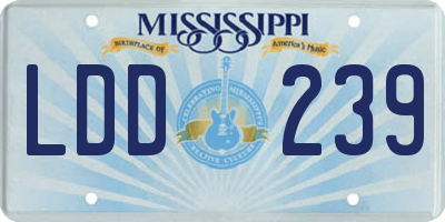 MS license plate LDD239