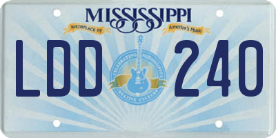 MS license plate LDD240