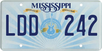 MS license plate LDD242