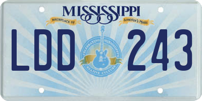 MS license plate LDD243