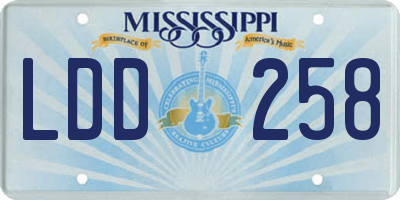 MS license plate LDD258