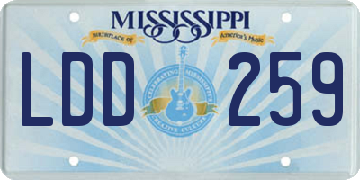 MS license plate LDD259