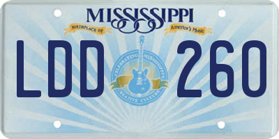 MS license plate LDD260