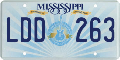 MS license plate LDD263